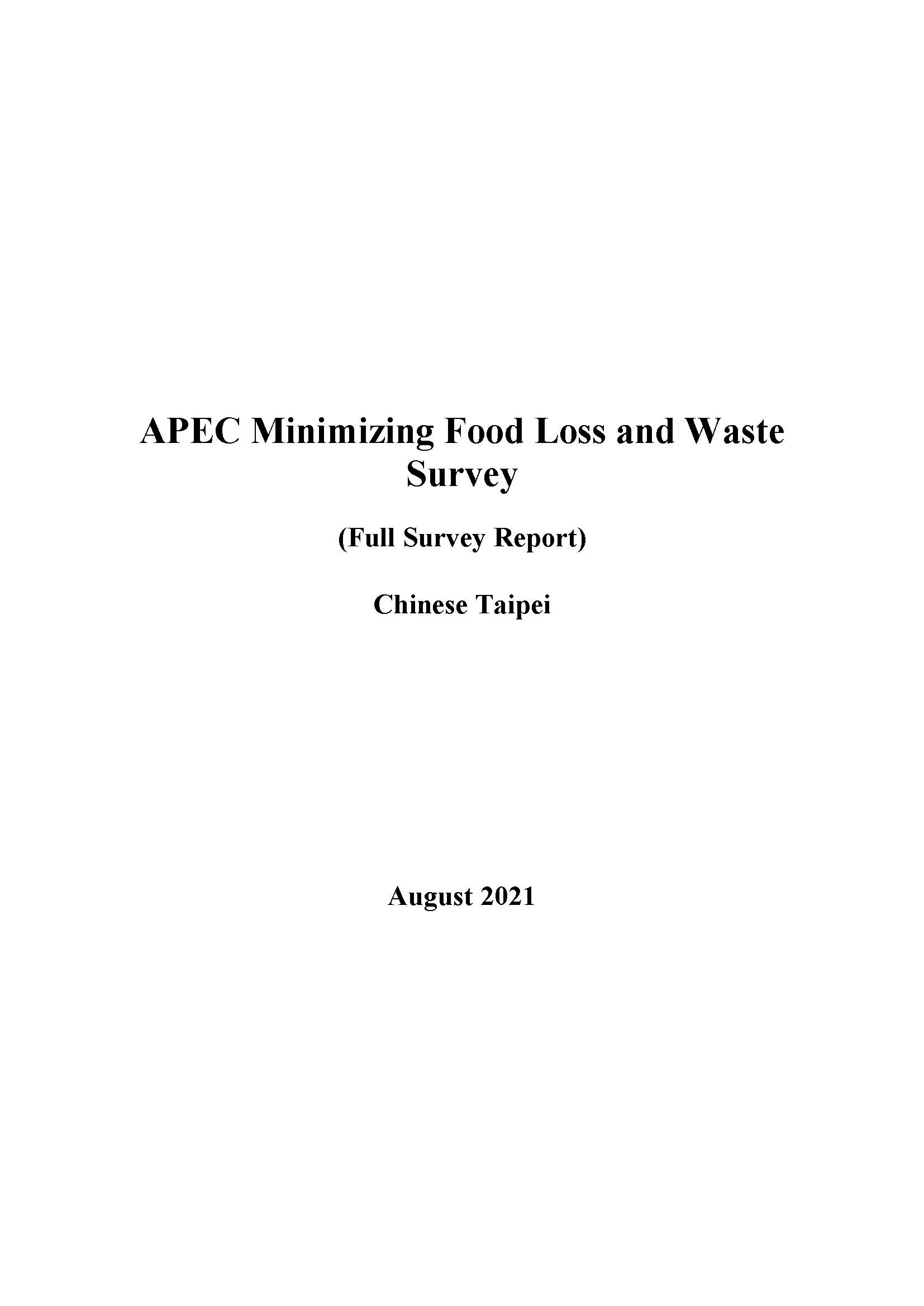 APEC Minimizing Food Loss and Waste Survey